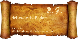 Mehrwerth Fodor névjegykártya